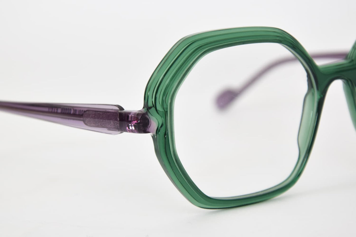 Foto angolo Occhiali da Vista Caroline Abram Kalinda Verde e Viola - Ottica Sicoli