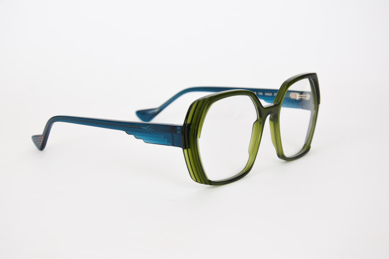 Foto laterale Occhiali da Vista Caroline Abram Kiko verde e azzurro
